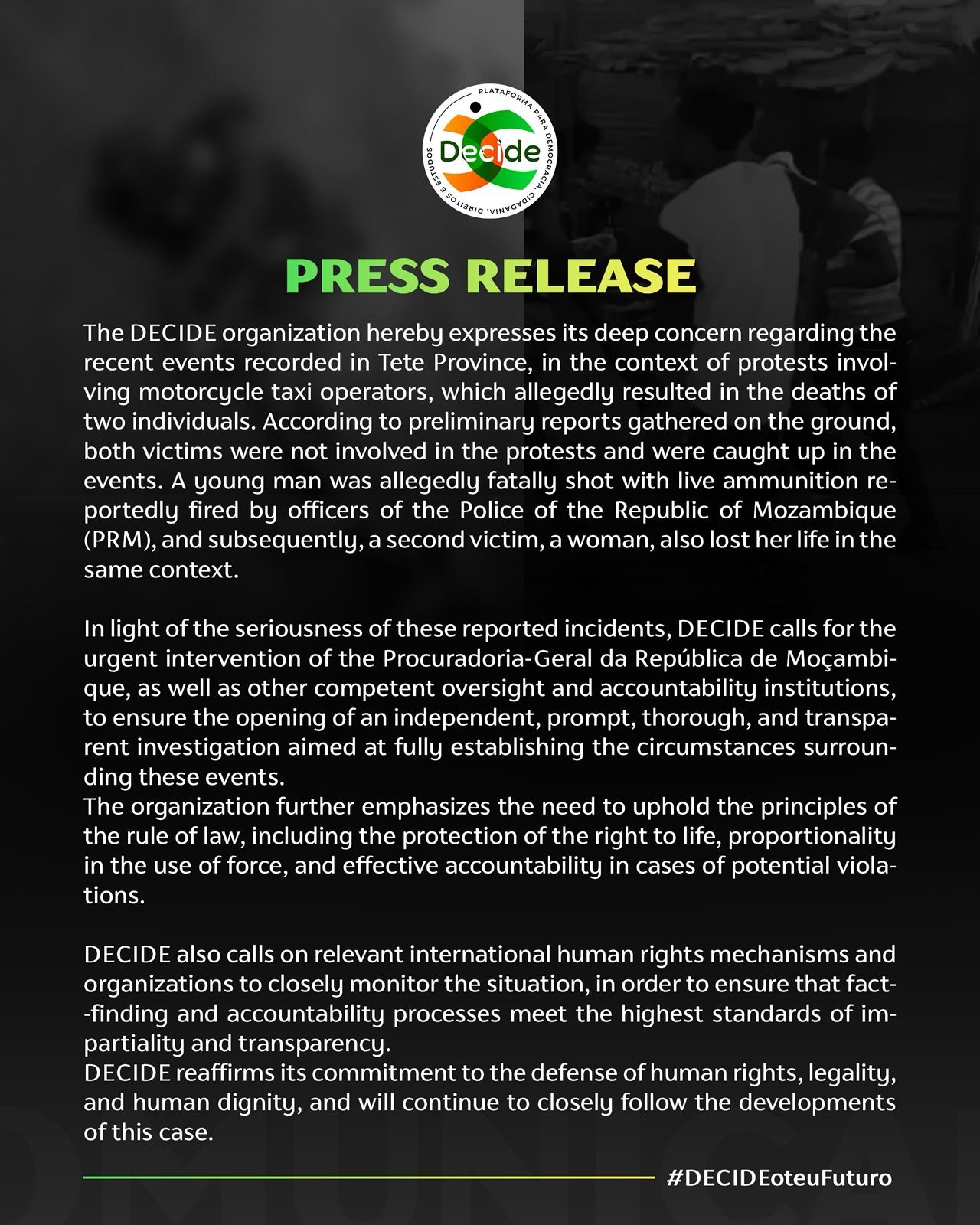 Statement: Police Violence in Tete Province